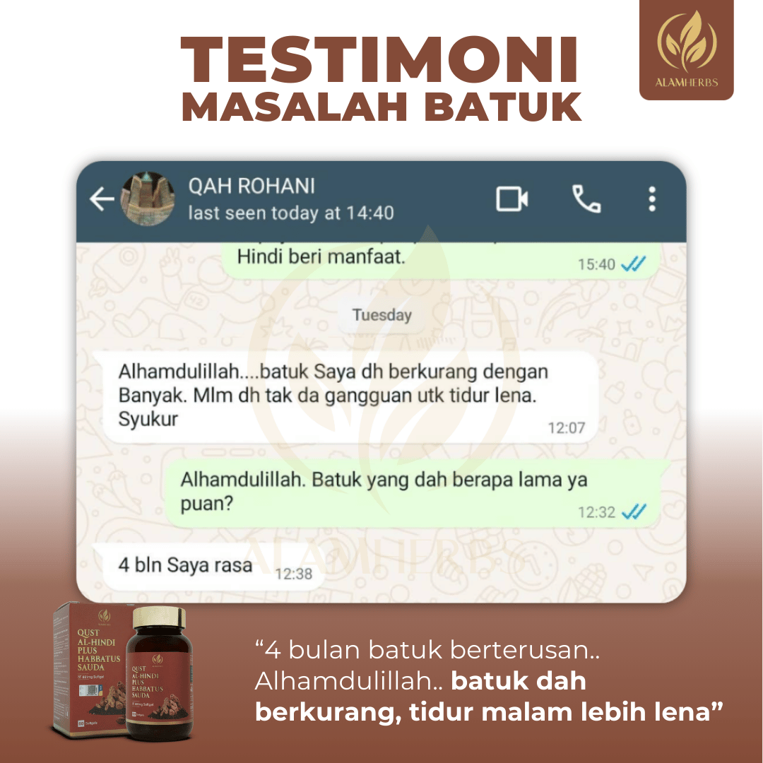 Perkongsian pengguna Qust Al-Hindi berkaitan batuk
