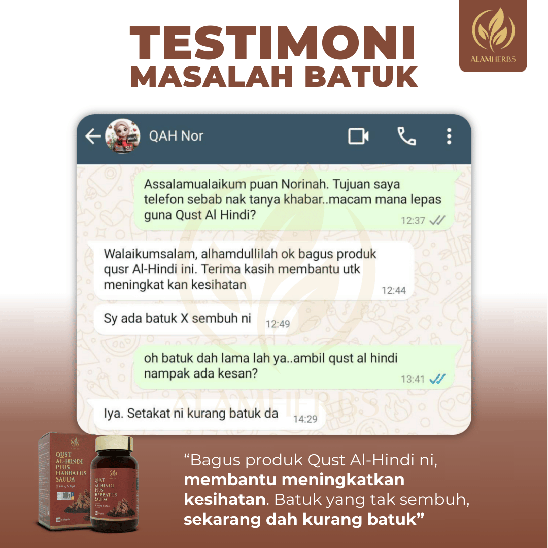 Perkongsian pengguna Qust Al-Hindi berkaitan batuk
