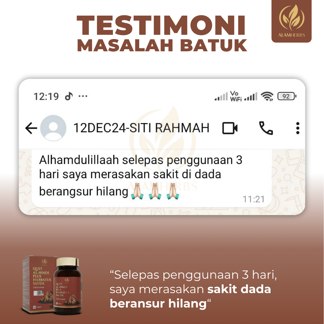 Perkongsian pengguna Qust Al-Hindi berkaitan batuk
