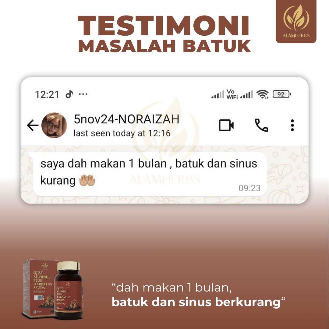 Perkongsian pengguna Qust Al-Hindi berkaitan batuk