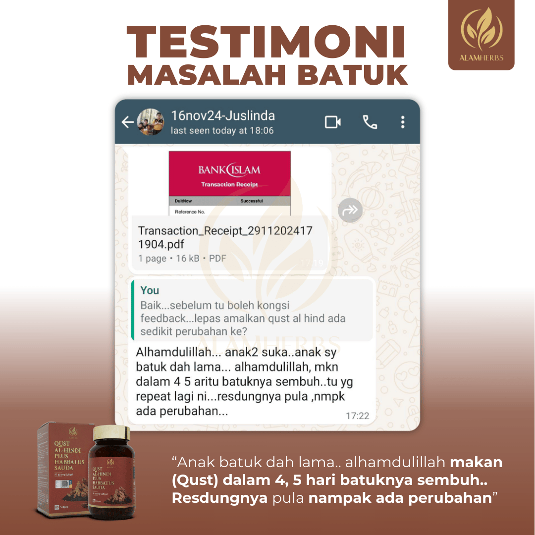 Perkongsian pengguna Qust Al-Hindi berkaitan batuk